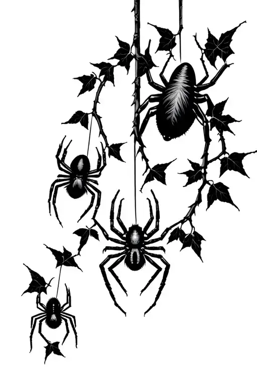 Spiders Hanging Black Ivy Vines