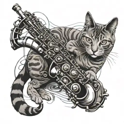 Cat Saxophone Half Sleeve