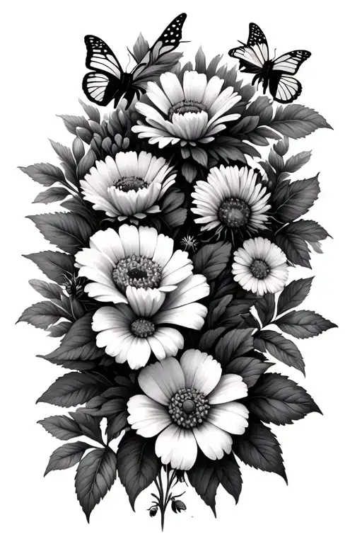 Flowers Bumble Bees Butterfly's Garden