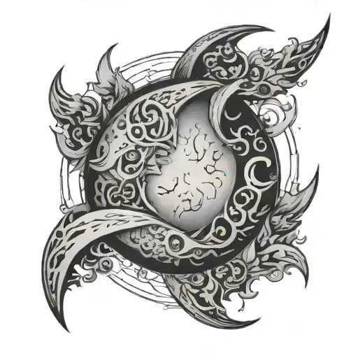 Moon And Numer Xiii Carved