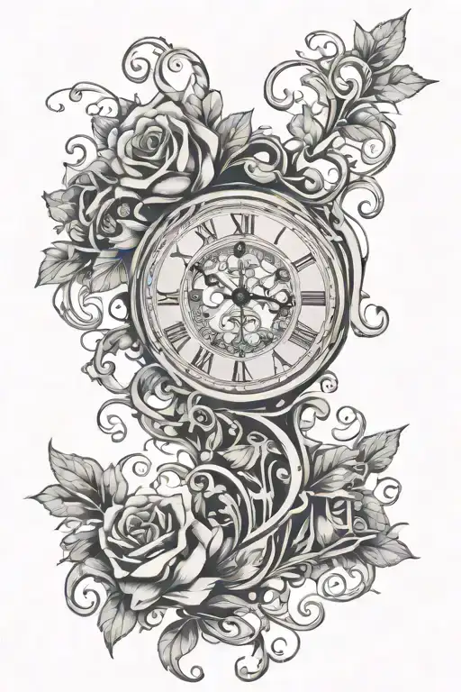 Back And Chest Vines With Clock Hands