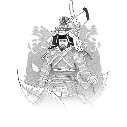 Samurai In A Garden