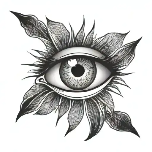 Eye With Eyelids And Eyelashes Around With Lines Going Vertical Like Sun Rays
