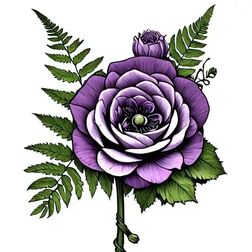 A Fern Leaf A Poppy And A Purple Rose Succulent Tied Together With String