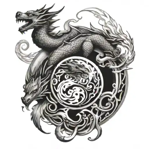 Dragon And Wolves Yin Yang
