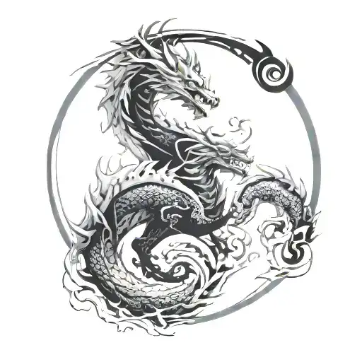 Dragon And Wolf Yin Yang Symbol