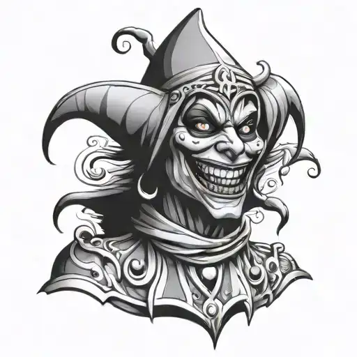An Evil Jester Who Laughs And Takes Off His Mask