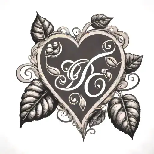 An Intricate Design Of Coffee Beans Forming The Shape Of A Heart With Family Initials Inside