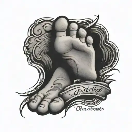 Foot Print With Name Written And Background