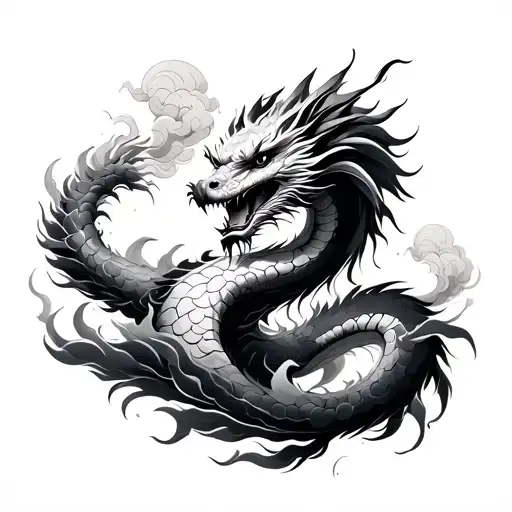 Japanese Dragon Clouds Floating