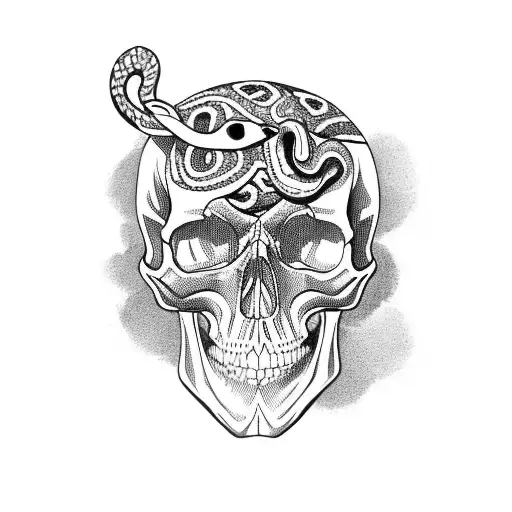 Skull With Snake