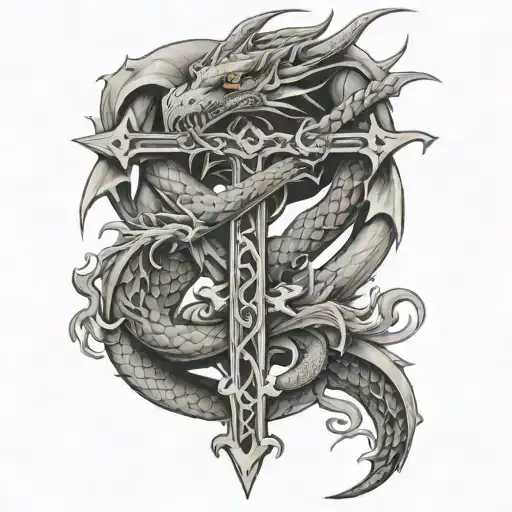 Cross With Dragon Wrapped Around