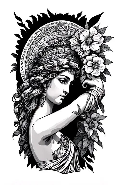 Greece Goddess Leg Sleeve Design