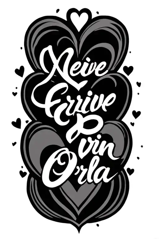 Neive Erin Orla Written In Calligraphy Joined Together By Hearts