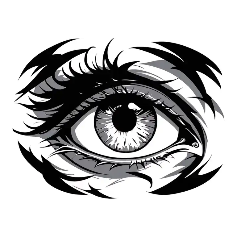 Men Evil Eye Chest Tattoo On Left Side