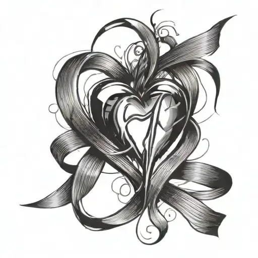 Design A Black And Grey Tattoo Of A Heartbeat Line Transforming Into A Dance Ribbon