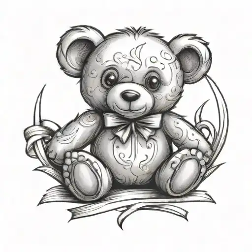 Teddy Bear With A Cancer Awareness Ribbon