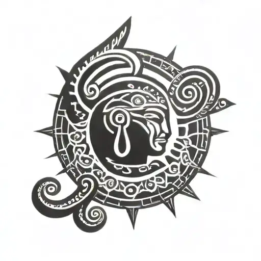 Taino Sun With Aries Symbol Subtly Into The Ray