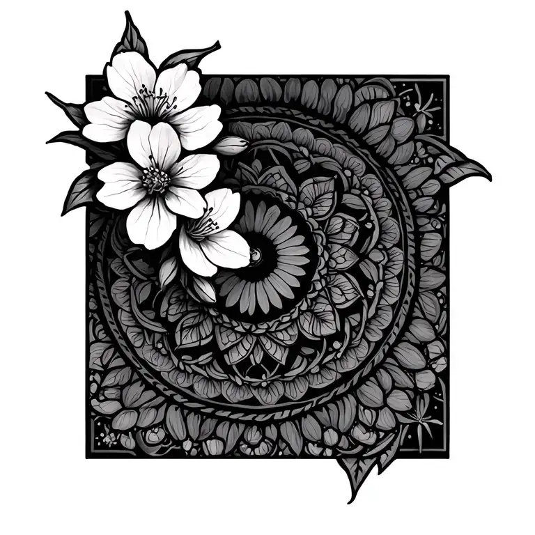 Mandala With Cherry Blossom