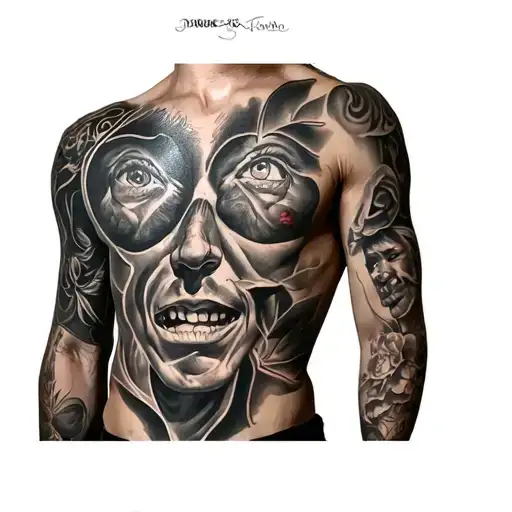 On The Chest On Both Sides To The Guy