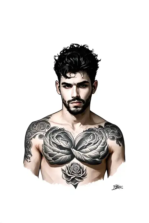 On The Chest Of The Guy