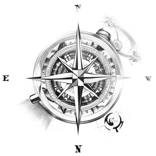 Compass With Wolf