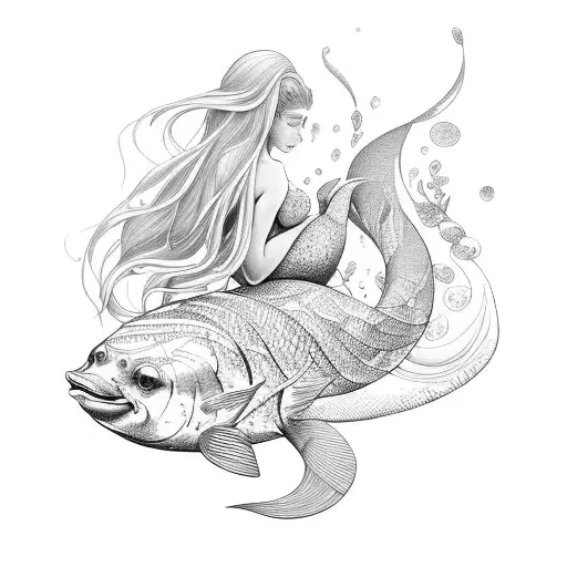 A Serene Mermaid Surrounded By A School Of Colorful Fish