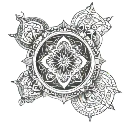 Mandala With Tech Wire Black Ink