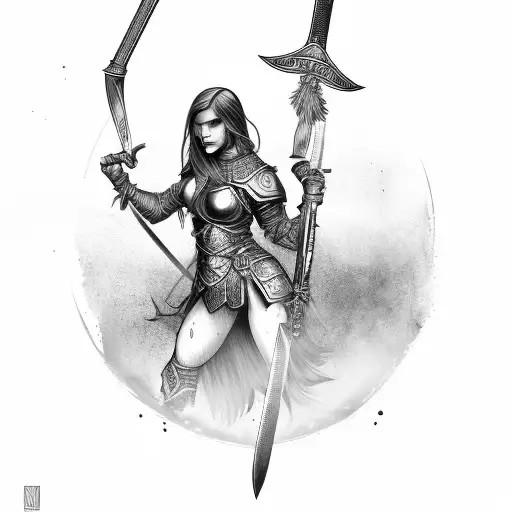 Female Warrior With Armour And Sword