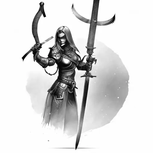 Female Warrior With Armour And Sword