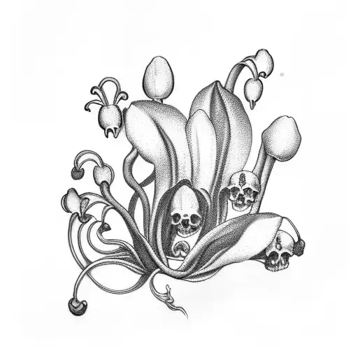 Lily Of The Valley With Skulls As The Blossoms