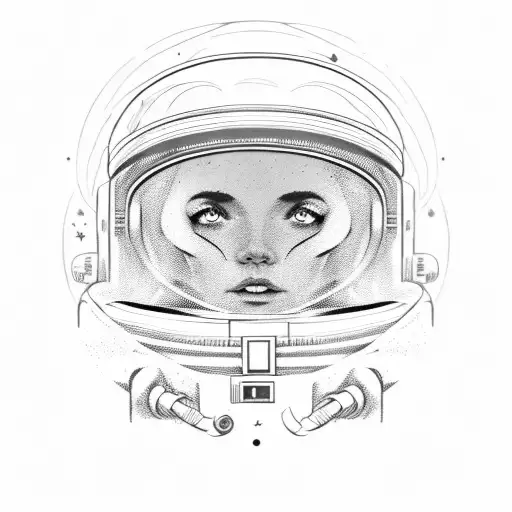 Astronaut With Planets And Stars In The Helmet