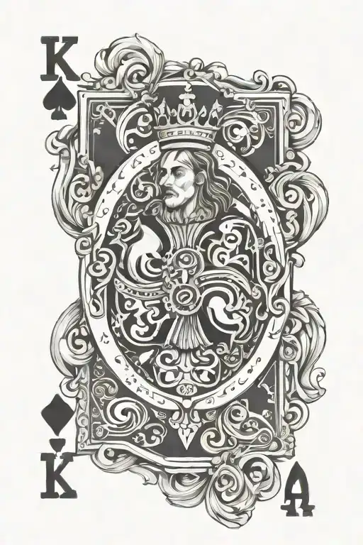 Playing Card Style King Of Hearts Cyber Sigilism