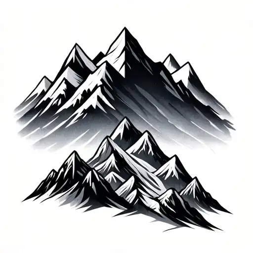 Geometric Line Work Mountains