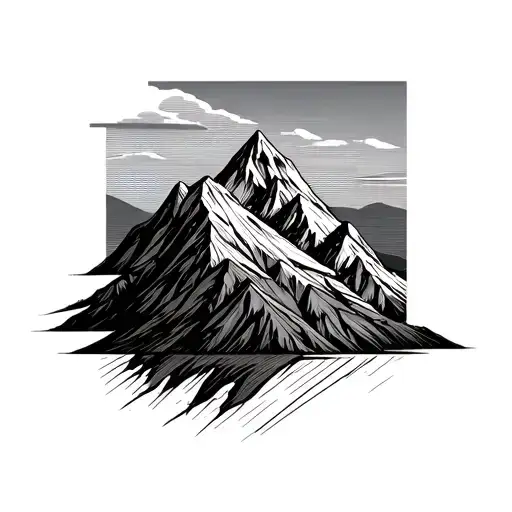 Geometric Line Work Mountain Range