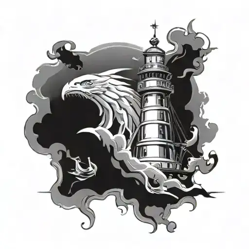 Poseidon Kraken Lighthouse Ship Sea