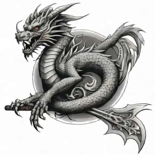 Dragon With Samurai Warrior