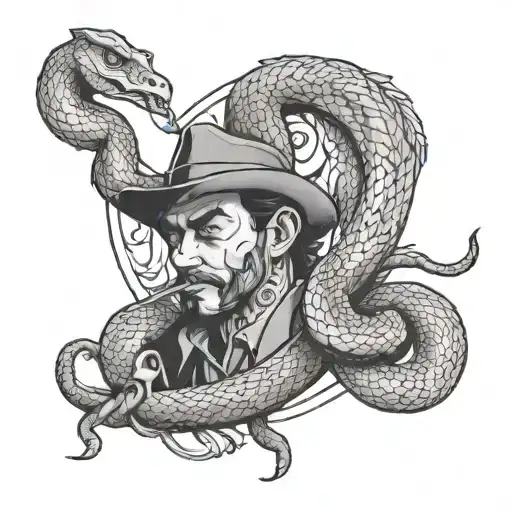 Bad Guy Smoking With Snake