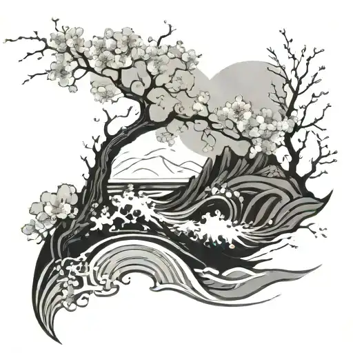 An Abstract Interpretation Of Crashing Waves With A Hidden Cherry Blossom Tree