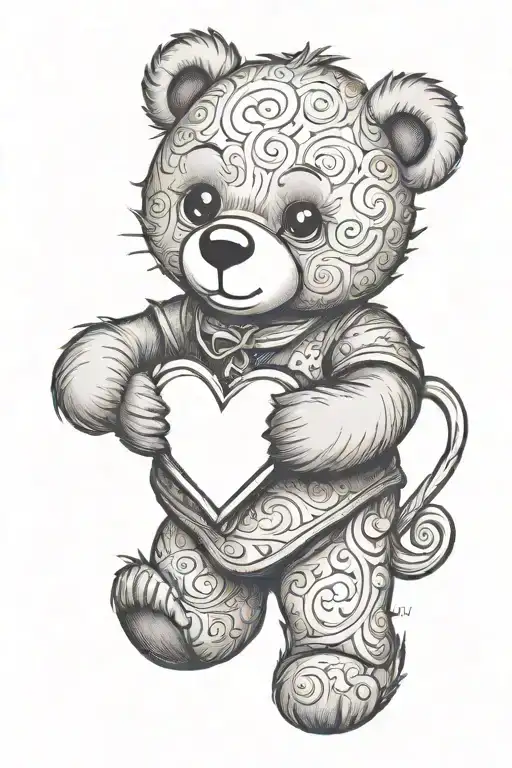 Teddy Bear Holding Heart Shape