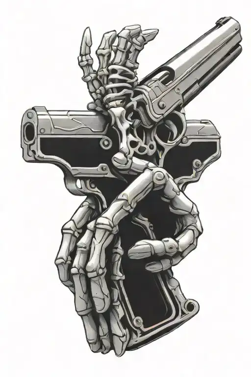 Skeleton Hand With Gun Intertwined