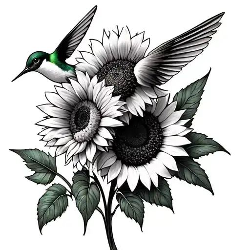 Half Hummingbird Half Sunflowers Growing