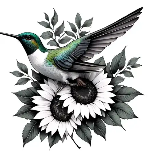 Half Hummingbird Half Sunflowers