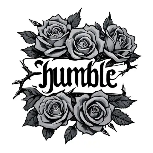 Word Humble With Roses And Thorns