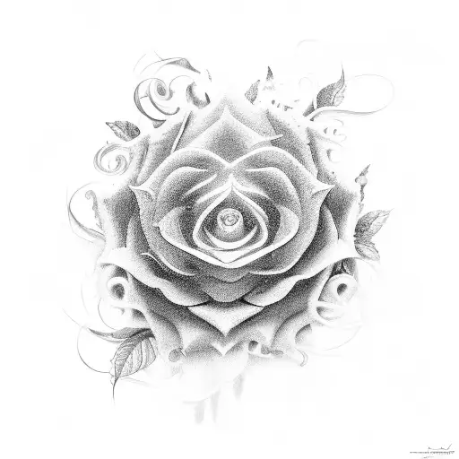 A Realistic Black And Grey Portrait Of A Soul Flower With Intricate Details And Shading