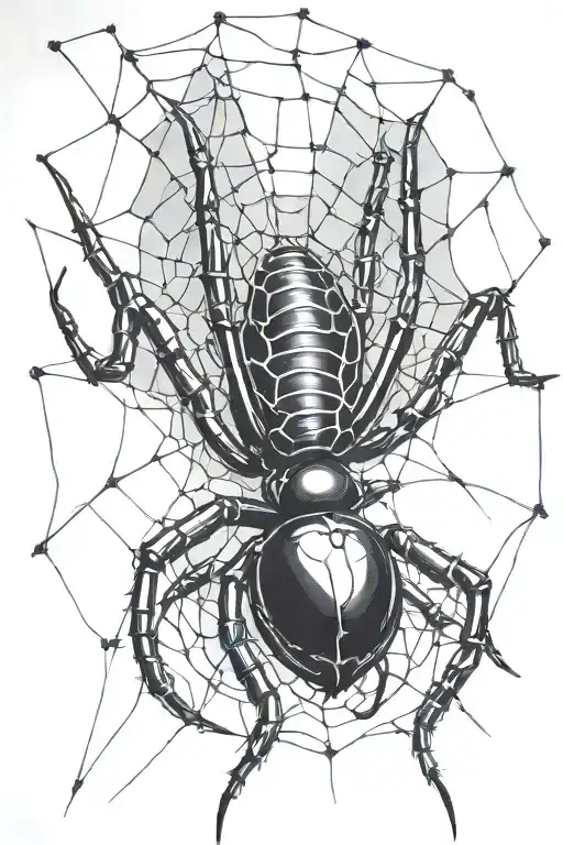 Black Widow Spider On Large Web