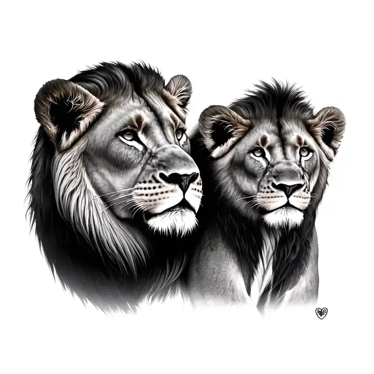 A Lioness And Her Lion Cub