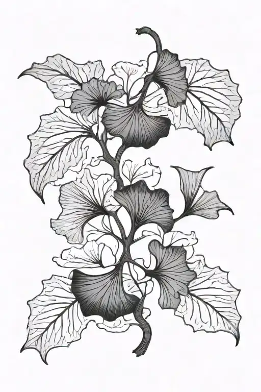 Ginkgo Leaves Growing Simple Thin Moonflower Vine