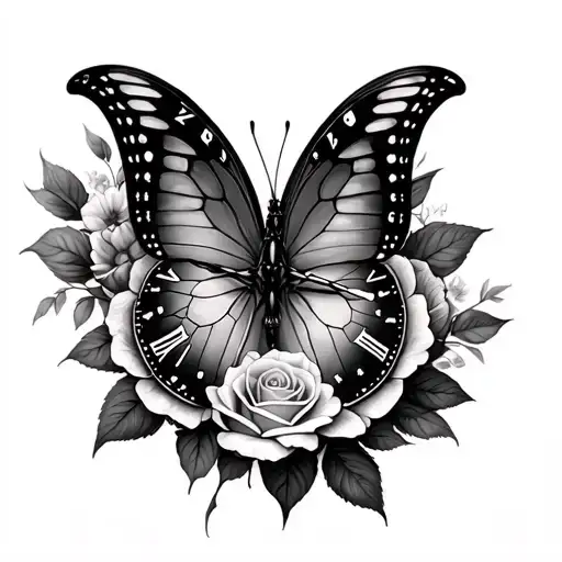 Butterfly Clock Rose Wrapped