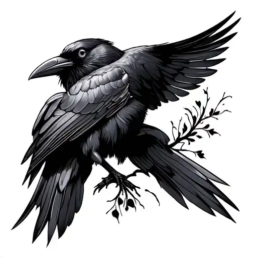 Raven Sitting Above Door Henna